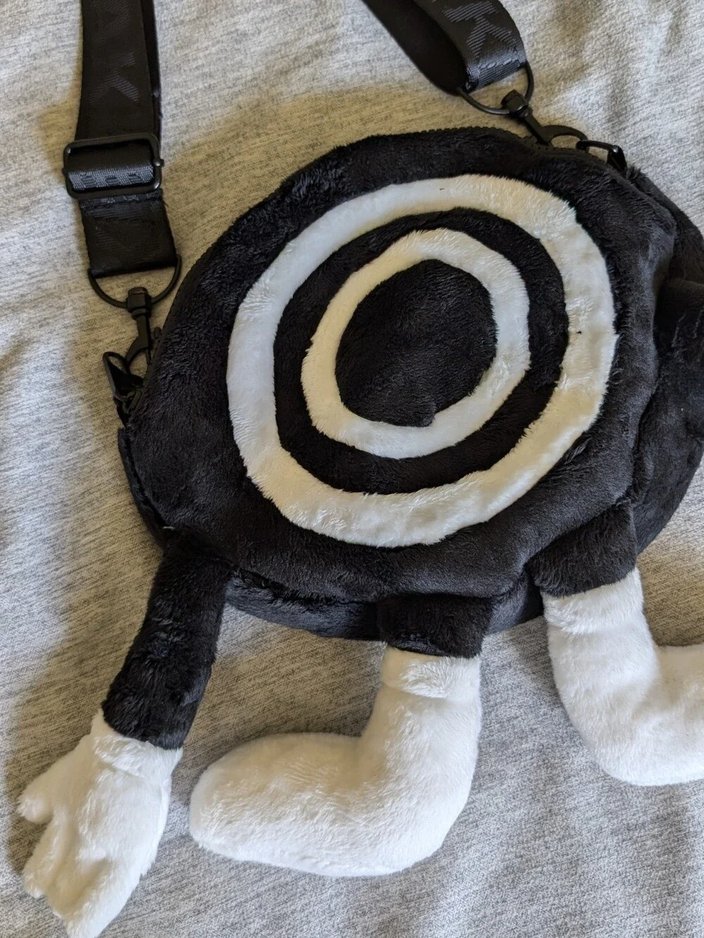 INSOMNIAC BRAND Black & White Plush Crossbody Bag